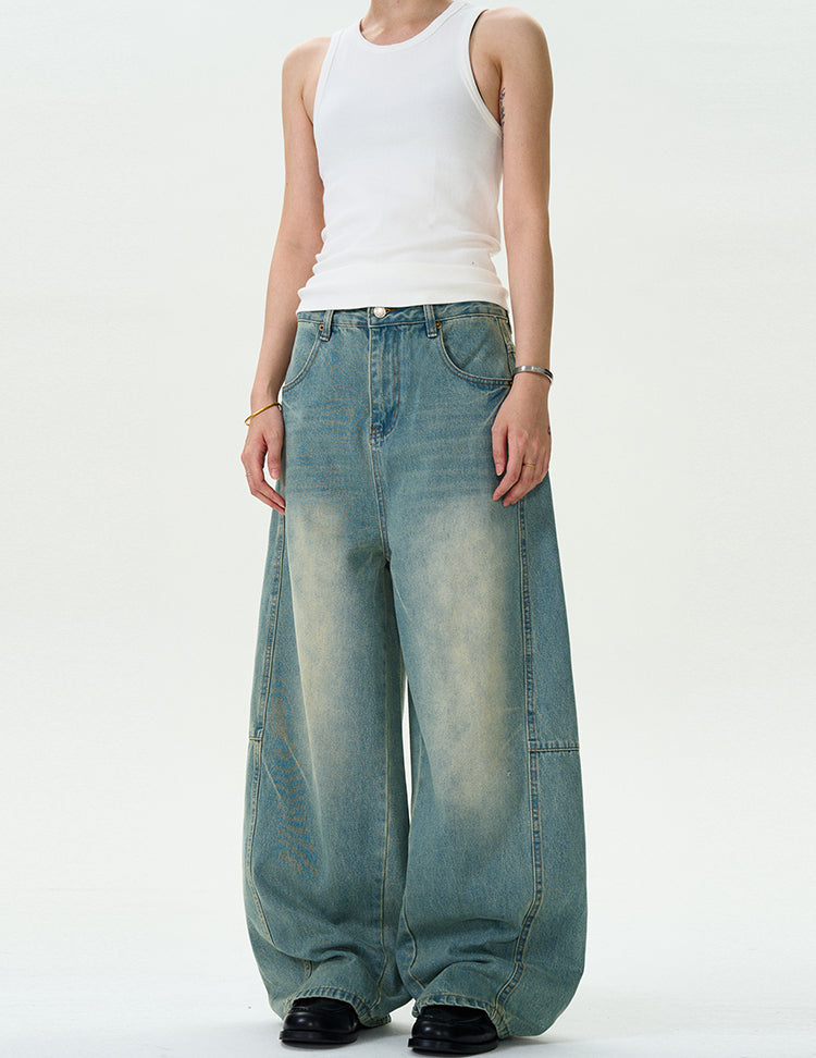 MADWITCH WASHED BAGGY DENIM PANTS #D1675