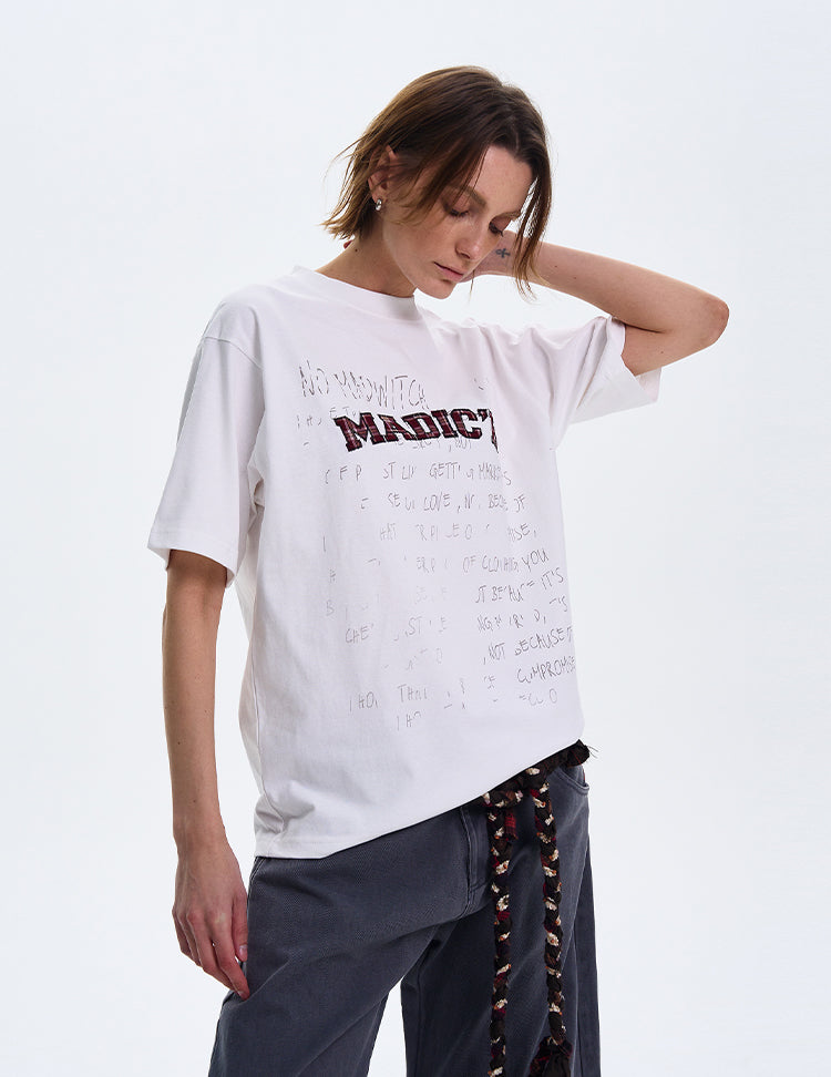 MADWITCH ORIGINAL LETTER PRINT T-SHIRT #MD4116
