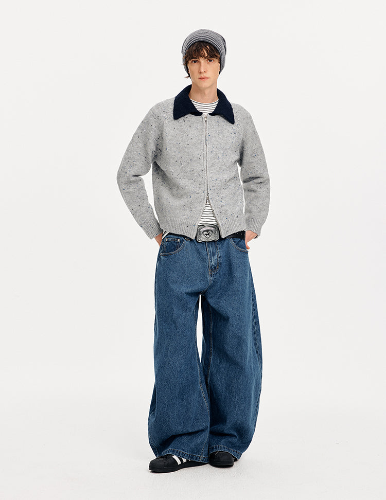 MADWITCH COLORBLOCK NOTCHED KNIT SWEATER #MYC010