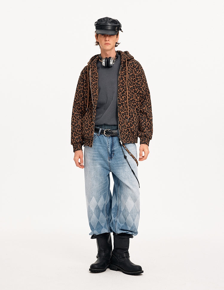 MADWITCH LEOPARD HOODED SWEATSHIRT JACKET #CW1327