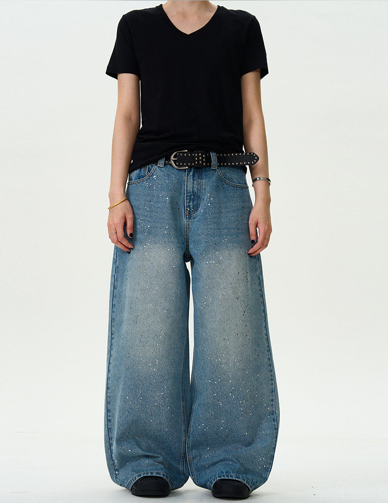 MADWITCH STAR PRINT WASHED DENIM JEANS #WHOA083