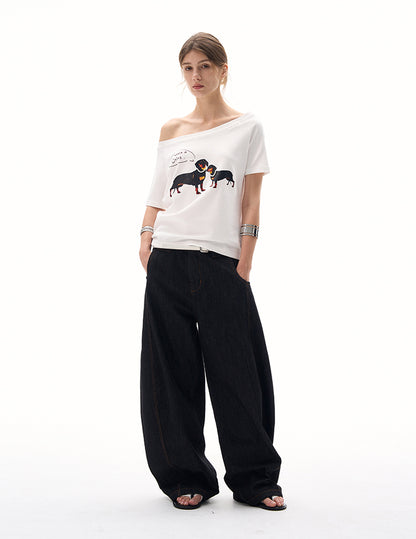 MADWITCH SLIM ASYMMETRIC PRINT TEE #G1420