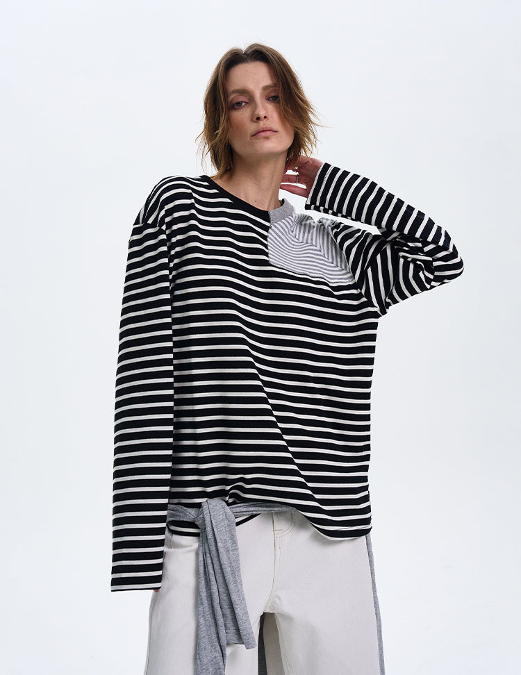 MADWITCH STRIPED CONTRAST LONG SLEEVE #SD12