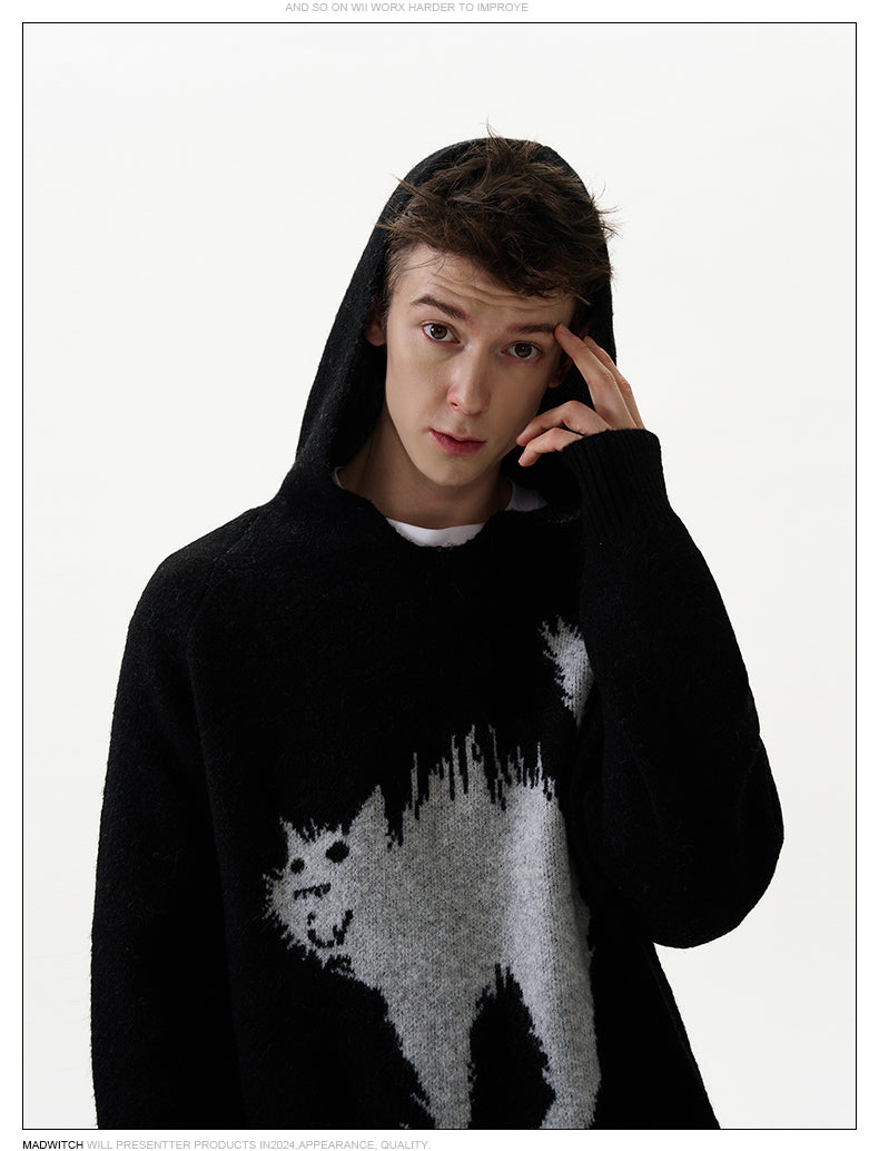 MADWITCH KNITTED HOODED SWEATER #J6313