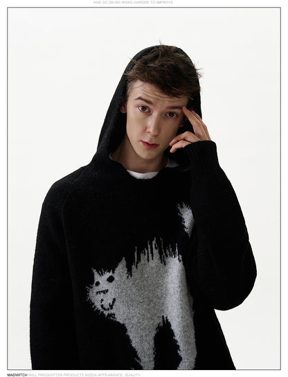 MADWITCH KNITTED HOODED SWEATER #J6313