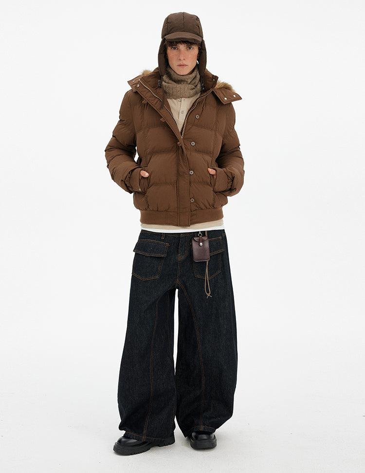 MADWITCH HOODED FUR COLLAR PUFFER JACKET #MF8602