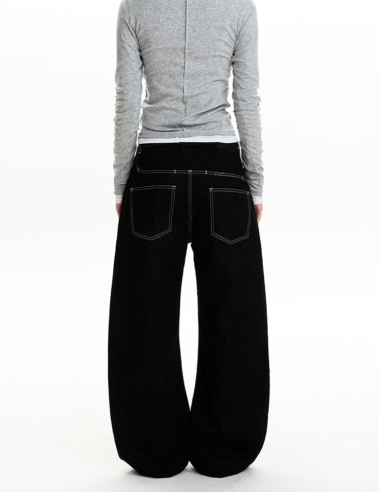 MADWIT SLANTED FLY WIDE LEG JEANS #GPC9728