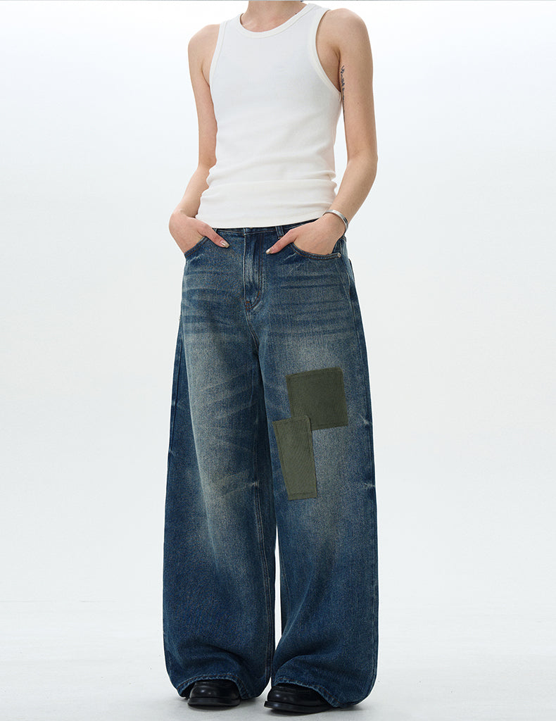 MADWITCH PATCHWORK WASHED DENIM JEANS #DR6201