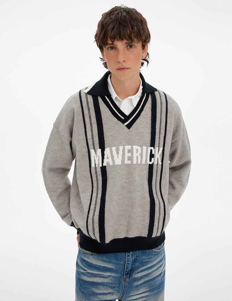 MADWITCH STRIPE VEE SWEATER #MY519