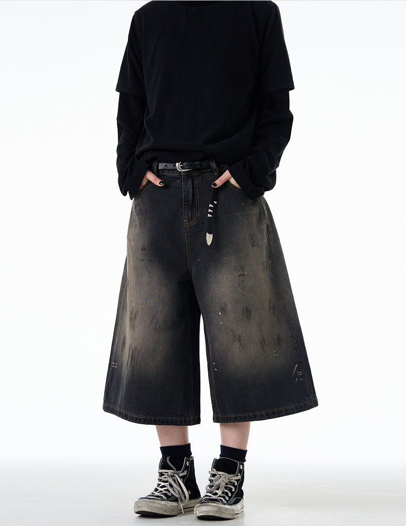 MADWITCH VINTAGE CROPPED DENIM JEANS #CK9596D