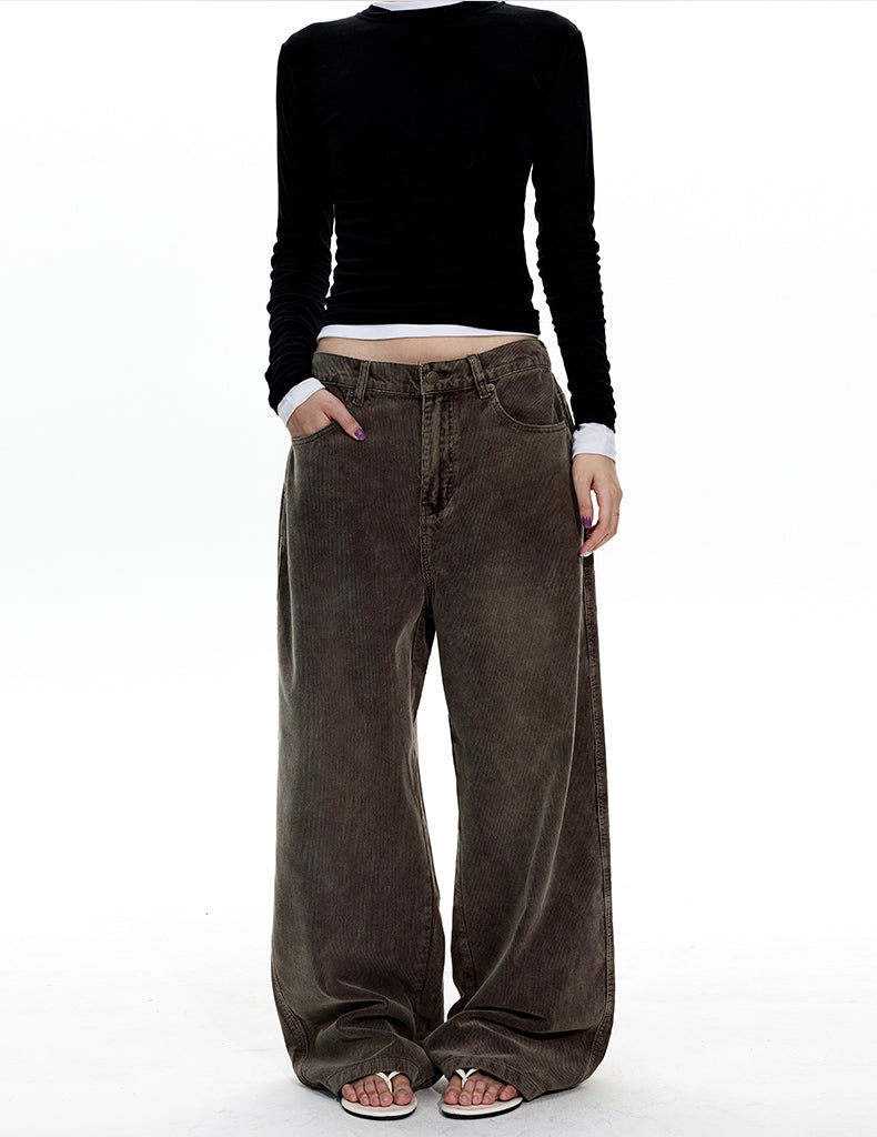 MADWITCH WASHED CORDUROY STRAIGHT JEANS #GPC3571