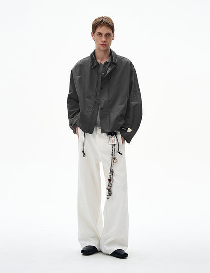 MADWITCH LEATHER-TRIMMED CASUAL TOP #M1005