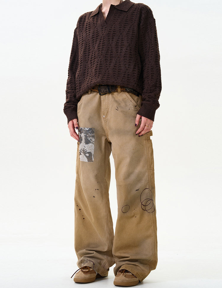 MADWITCH SPLATTER PAINTED WORKWEAR JEANS #CK3330