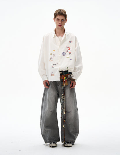 MADWITCH RAW-EDGE LONG SLEEVE SHIRT #BR92