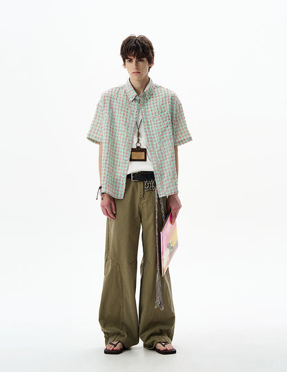 MADWITCH SEERSUCKER CHECK SHIRT #CR238
