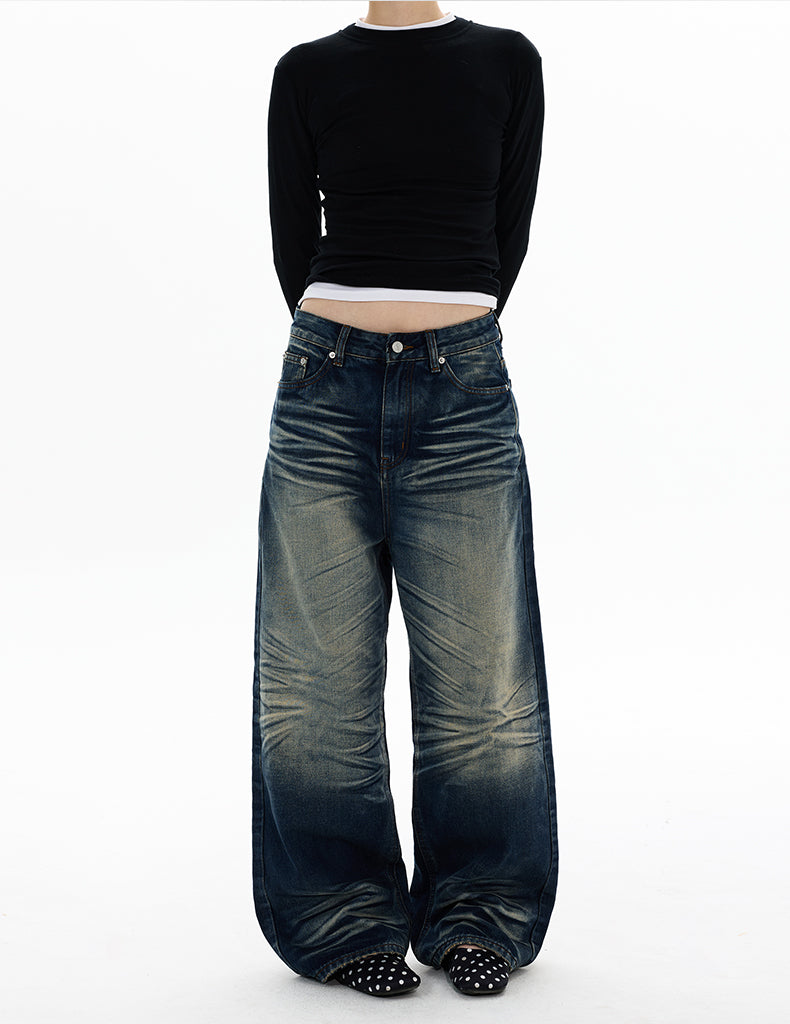 MADWITCH HEAVY WASH WIDE LEG JEANS #DR9692