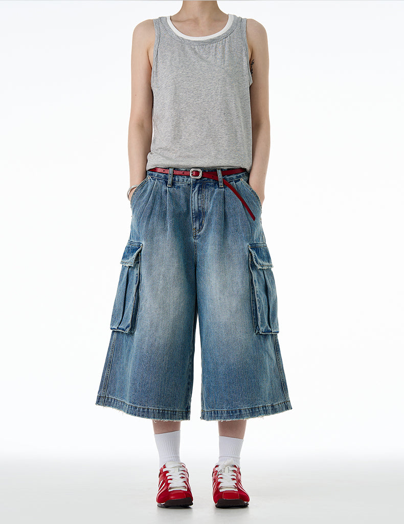 MADWITCH LOOSE CROP CARGO JEANS #9676