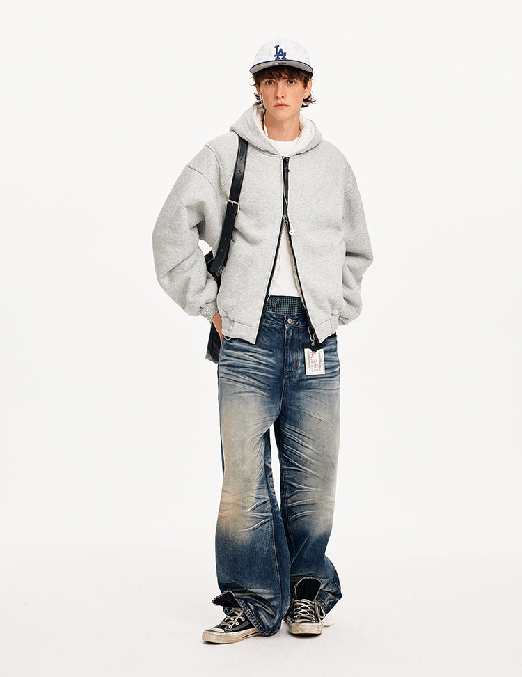 MADWITCH DECONSTRUCTED HOODED FLEECE JACKET #DW1631