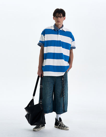 MADWITCH STRIPED LOOSE-FIT T-SHIRT #MD4178