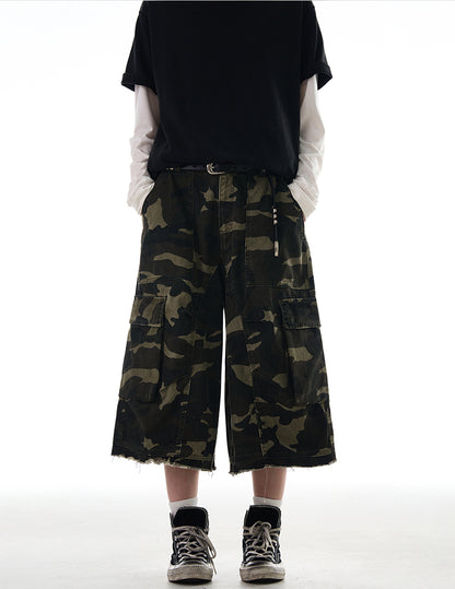 MADWITCH RAW HEM CAMO CARGO PANTS #CK252D