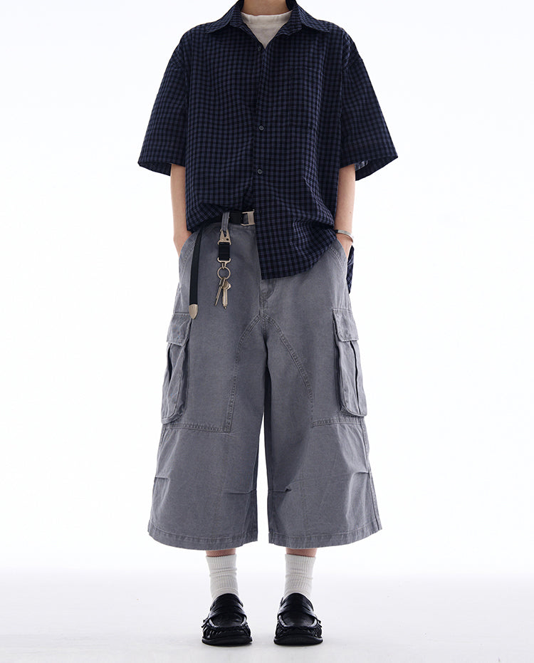 MADWITCH WIDE-LEG CARGO CROPPED PANTS #A592