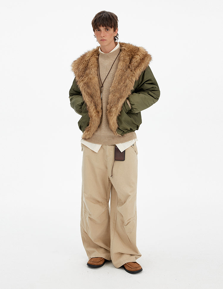 MADWITCH FAUX FUR COLLAR PUFFER JACKET #BM334