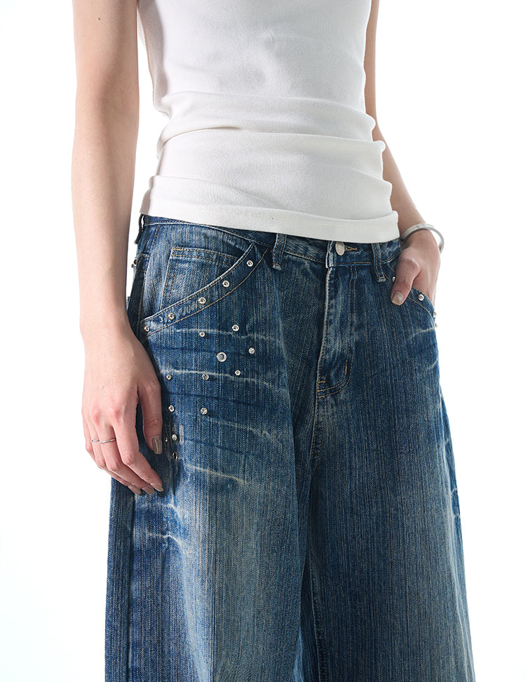 MADWITCH STUDDED VINTAGE JEANS #FX069