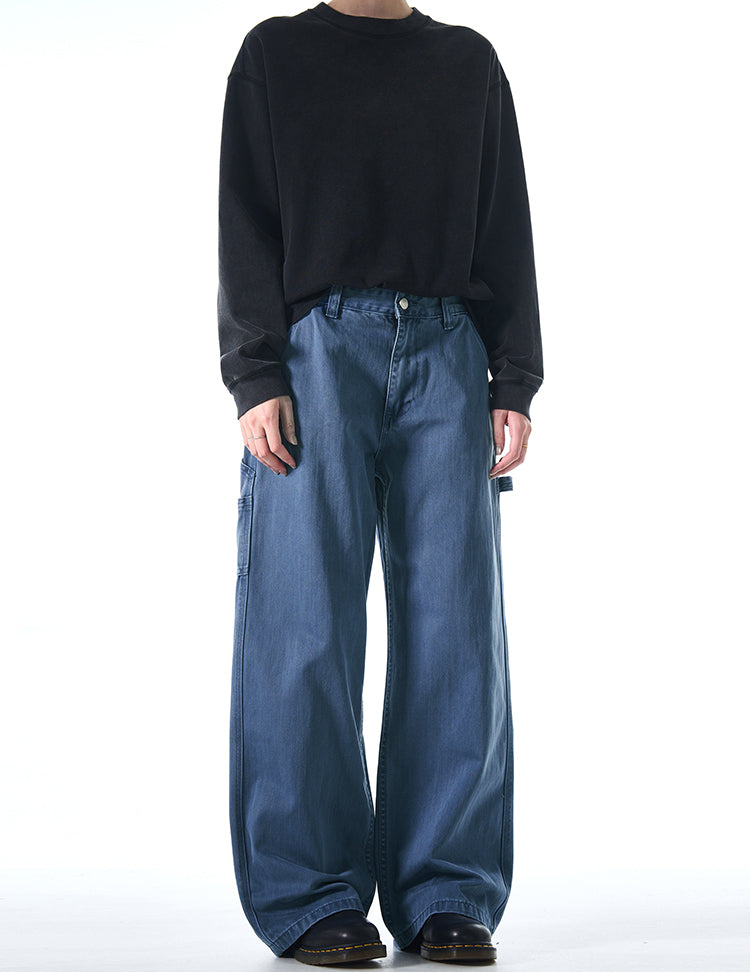 MADWITCH STRAIGHT-LEG FRENCH WORK DENIM PANTS #F9009