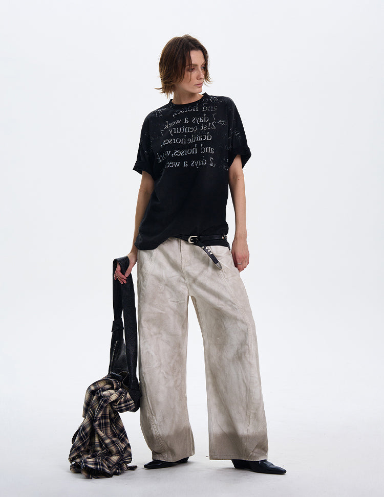 MADWITCH GRADIENT LETTER PRINT T-SHIRT #MD4150