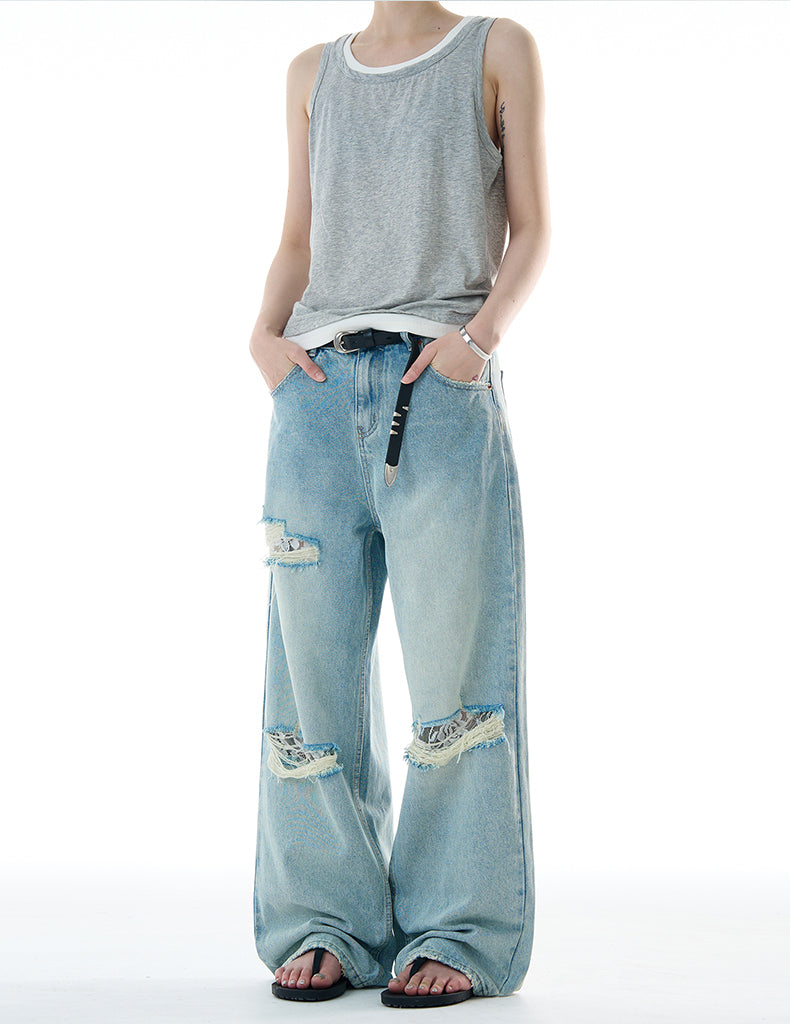 MADWITCH STRAIGHT LEG RIPPED JEANS #CK9579