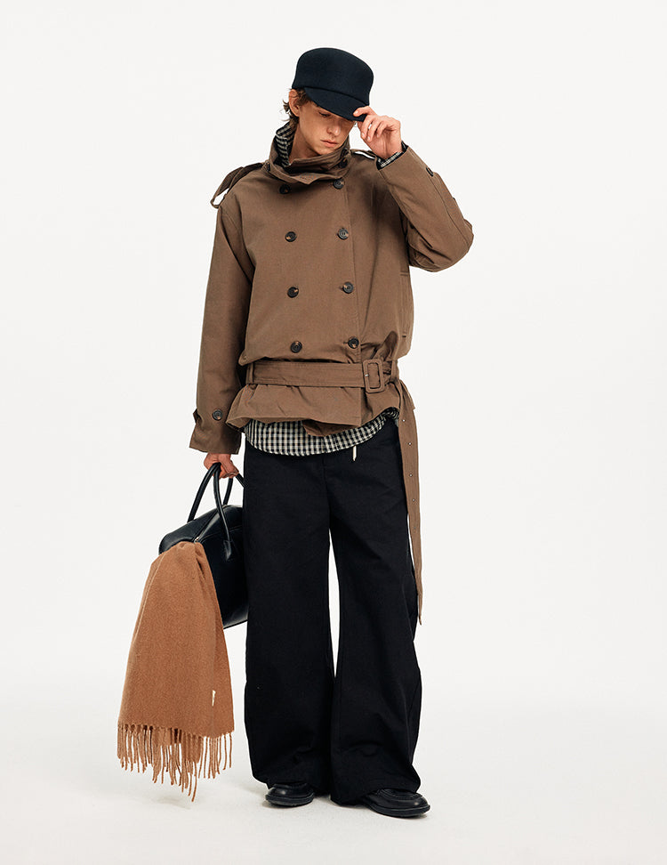 MADWITCH DOUBLE BREASTED STAND COLLAR COAT #BM434