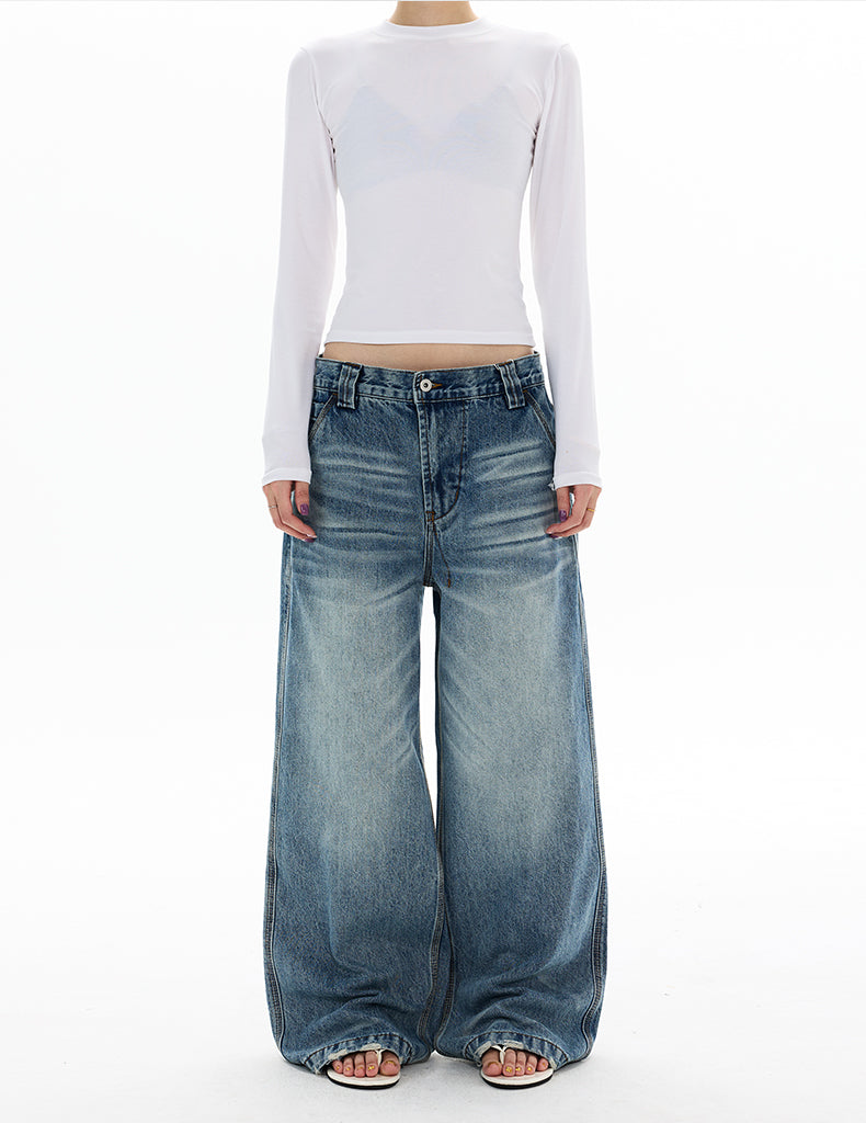 MADWITCH WHISKER WASH WIDE LEG JEANS #GPC9771
