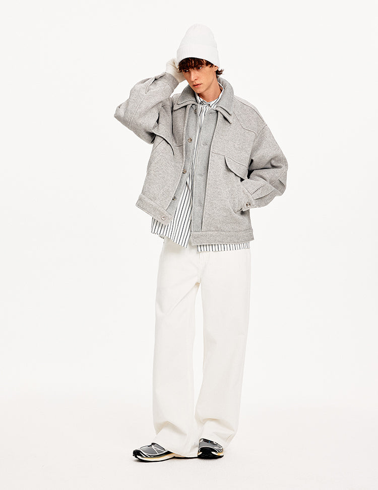 MADWITCH FAUX LAYER DOUBLE COLLAR JACKET #180956
