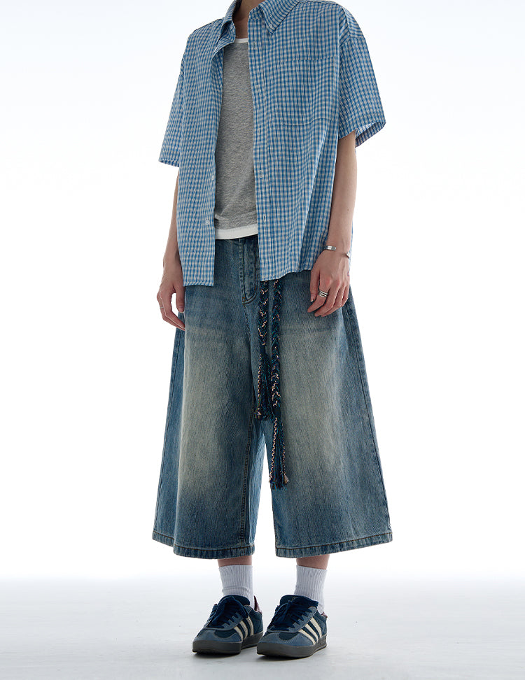 MADWITCH LOOSE FIT CROPPED DENIM JEANS #G6682