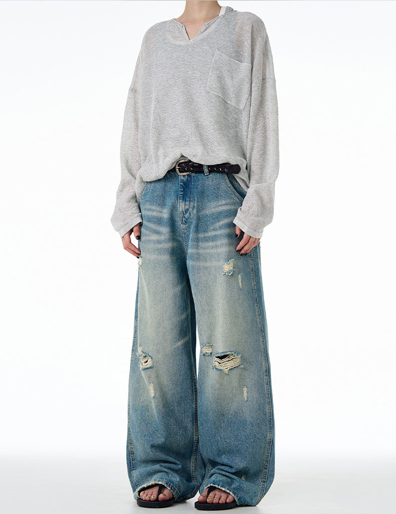 MADWITCH DISTRESSED WASHED DENIM JEANS #CK9555