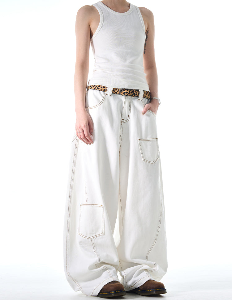 MADWITCH DESIGNER-STYLE WIDE-LEG JEANS #L665