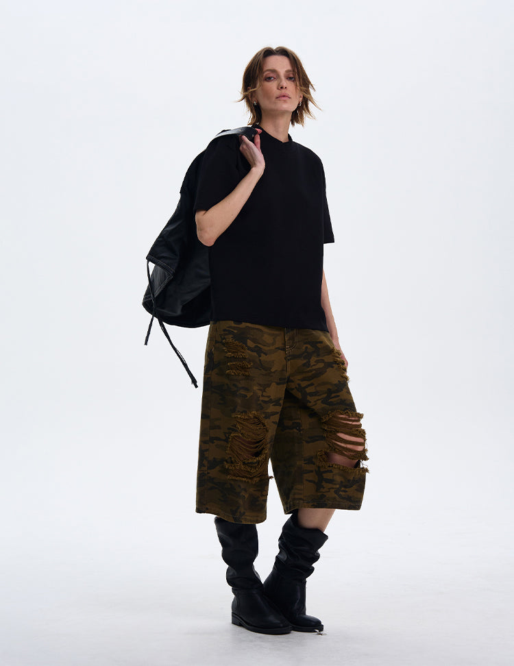 MADWITCH MINIMALIST SMALL COLLAR T-SHIRT #241316