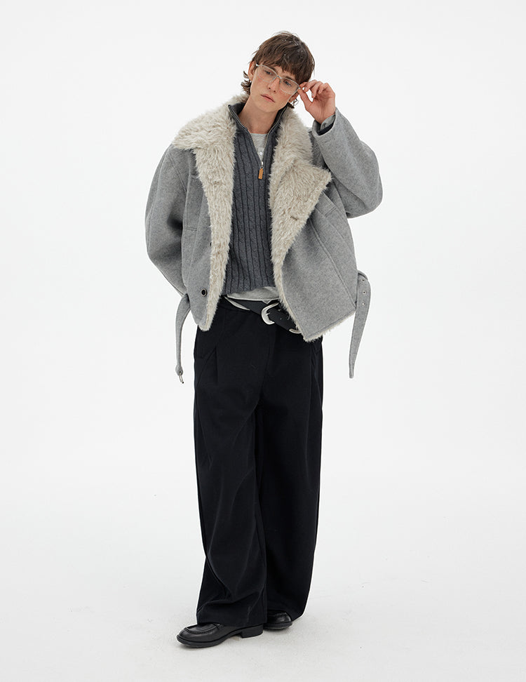 MADWITCH RETRO DOUBLE-BREASTED FUR PARKA #880560