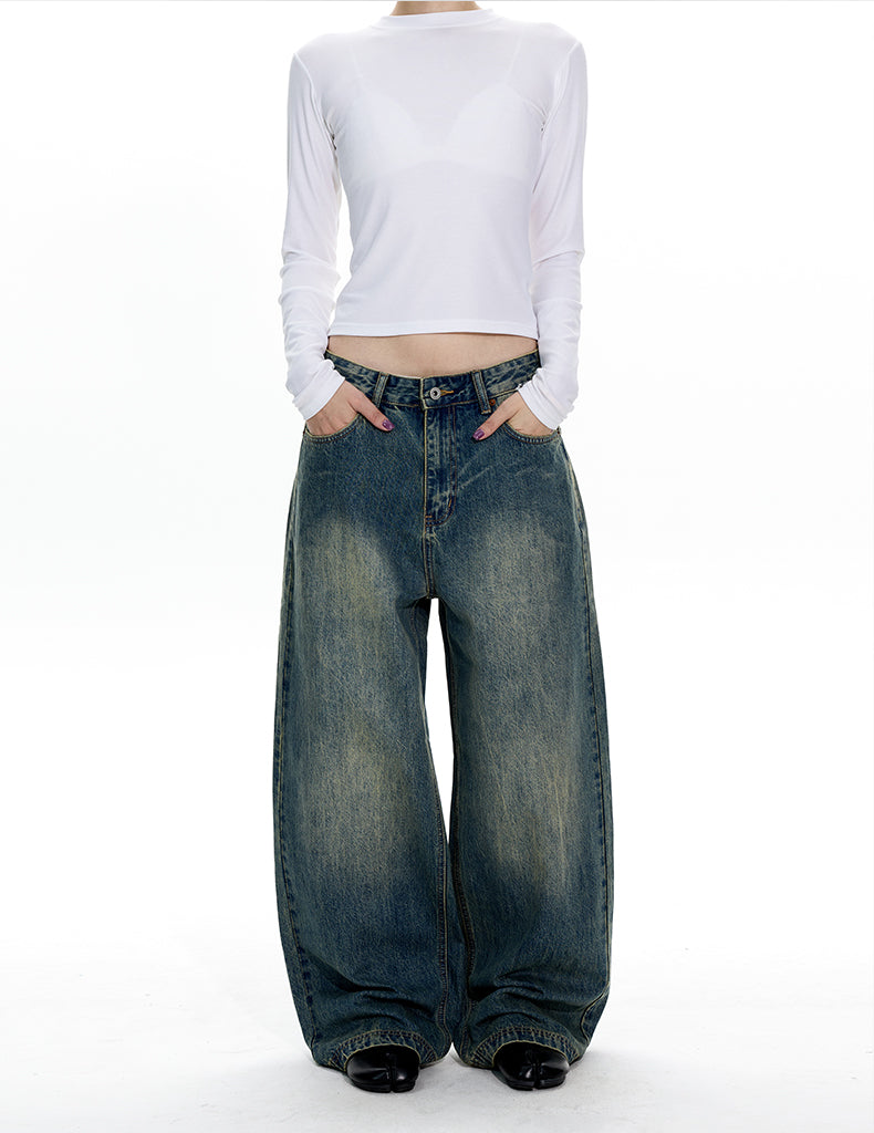MADWITCH VINTAGE WASHED WIDE LEG JEANS #CK5576