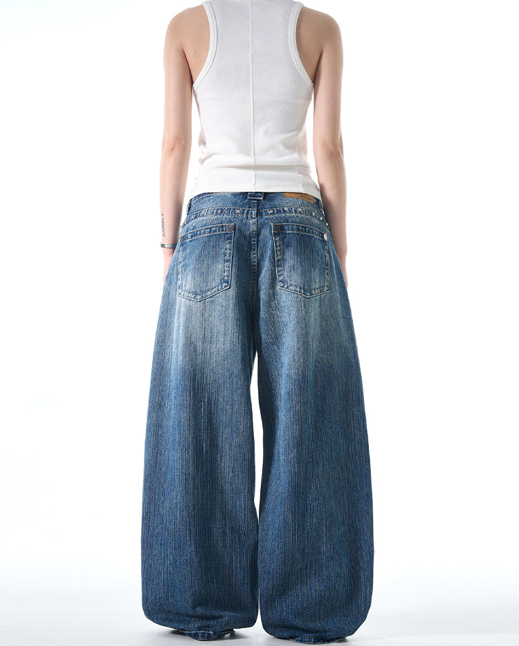 MADWITCH STUDDED VINTAGE JEANS #FX069
