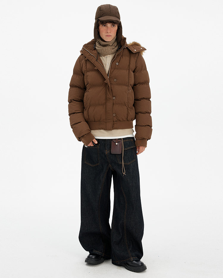 MADWITCH HOODED FUR COLLAR PUFFER JACKET #MF8602