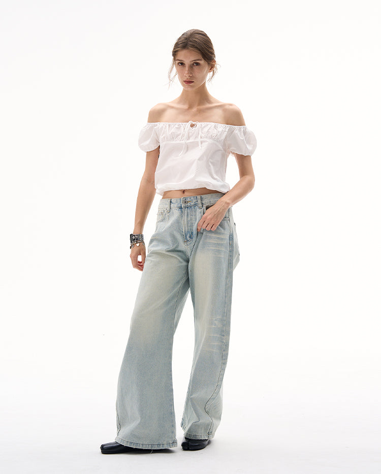 MADWITCH OFF-SHOULDER PUFF SLEEVE TEE #TC82N