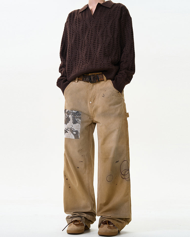 MADWITCH SPLATTER PAINTED WORKWEAR JEANS #CK3330