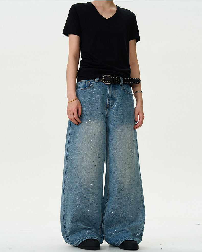 MADWITCH STAR PRINT WASHED DENIM JEANS #WHOA083