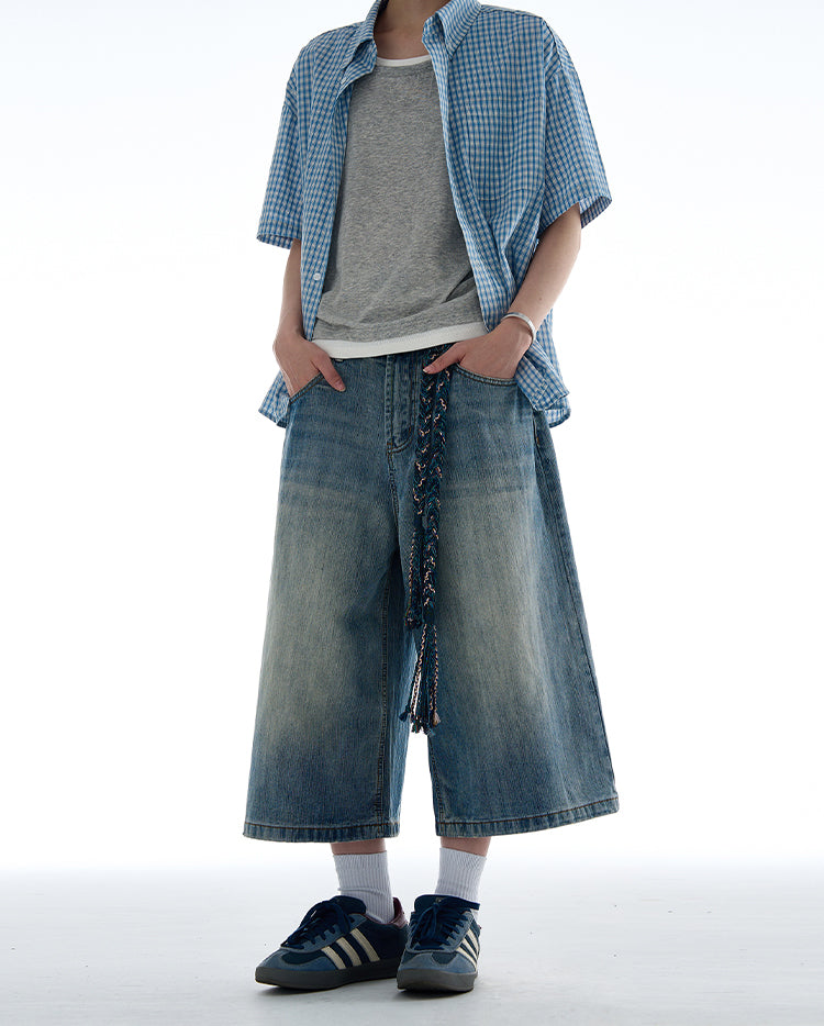 MADWITCH LOOSE FIT CROPPED DENIM JEANS #G6682