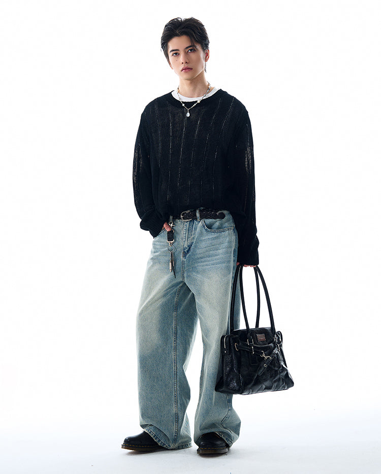 MADWITCH HOLLOW-OUT KNITTED LONG SLEEVE #81177