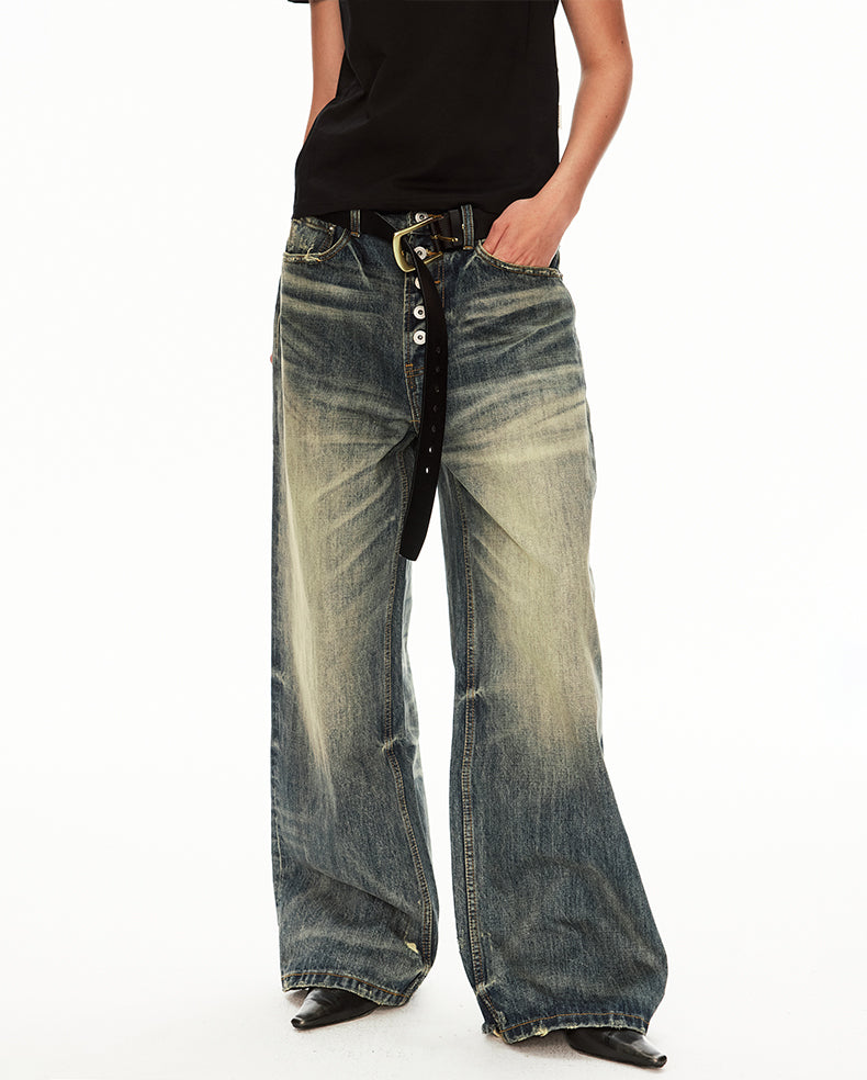 MADWIT DISTRESSED WIDE JEANS #GD006