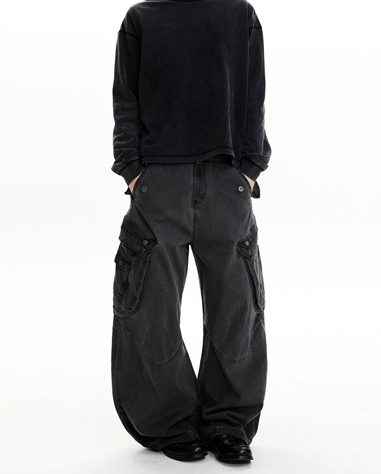 MADWIT DISTRESSED WIDE WORK PANTS #CK6932