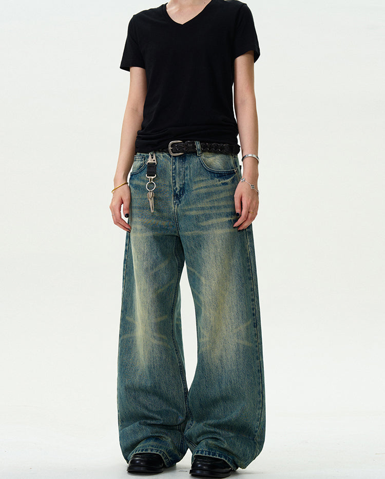 MADWITCH STRAIGHT LEG WIDE-LEG DENIM PANTS #G6621