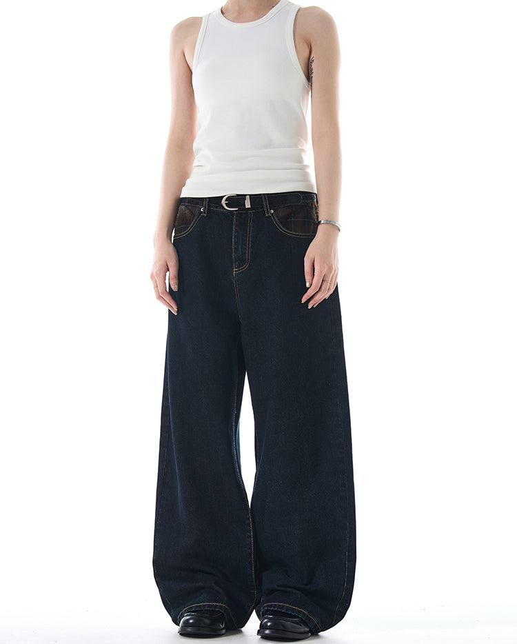 MADWITCH PATCHWORK STRAIGHT-LEG JEANS #G6651